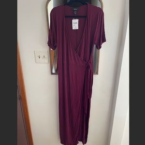 NWT Forever21 burgundy maxi wrap dress